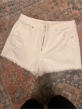 American Eagle Outfitters White Frayed Hem Jean Shorts